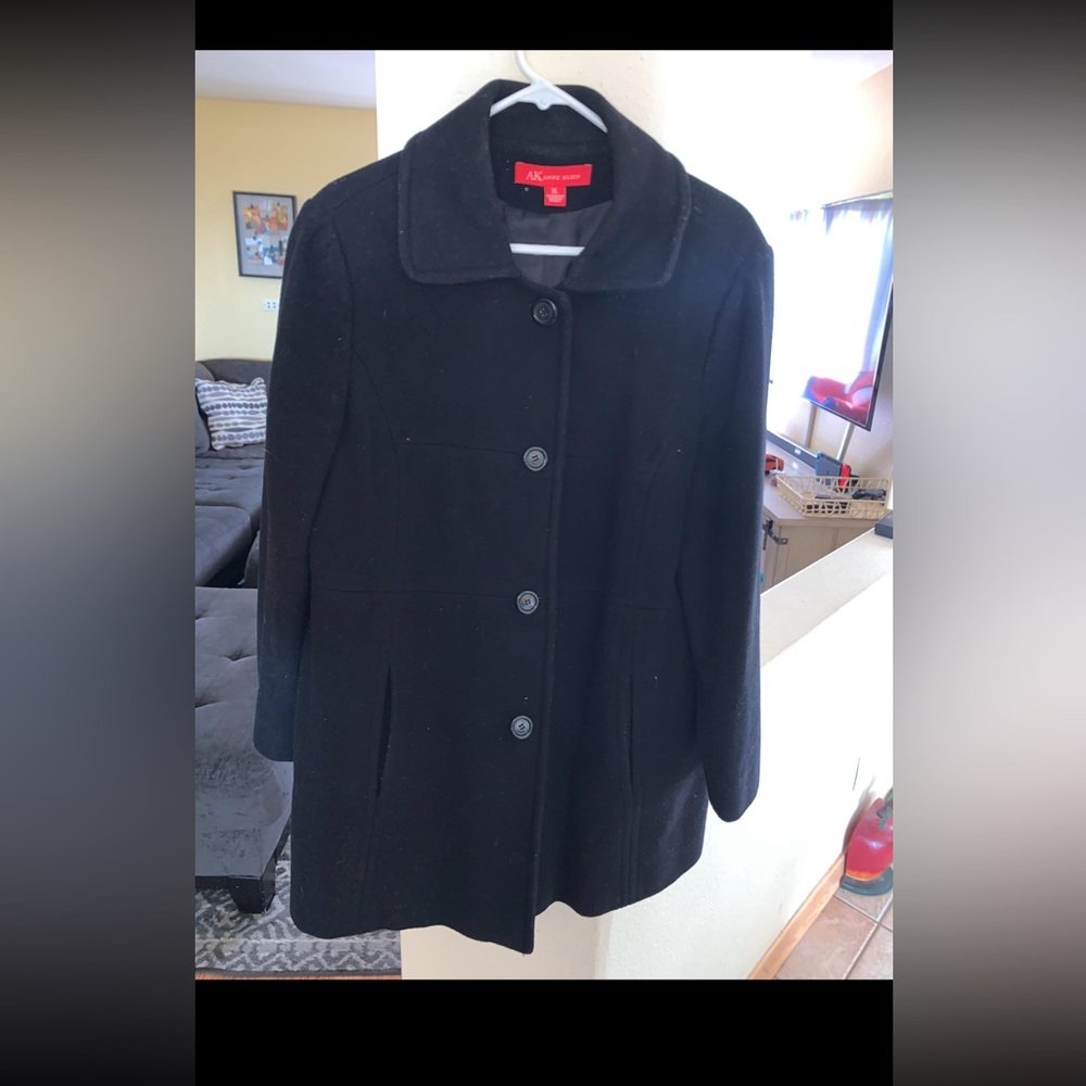 Black ANNE KLEIN coat, XL, with REAL pockets